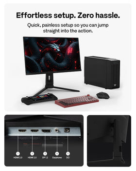 Pixio PX248 PRO V2 24-inch display on a compact desk.