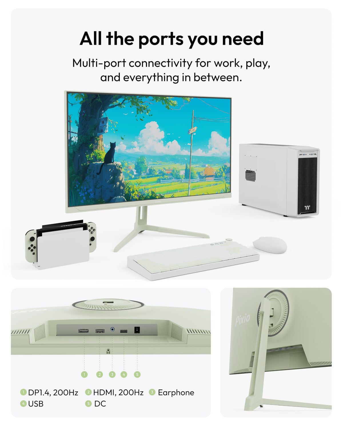 Pixio PX248 Wave Mint Adaptive Sync for tear-free gaming.