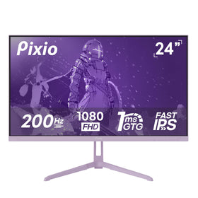 Pixio PX248 Wave Purple front view shows a 24-inch IPS display with vivid gaming visuals.
