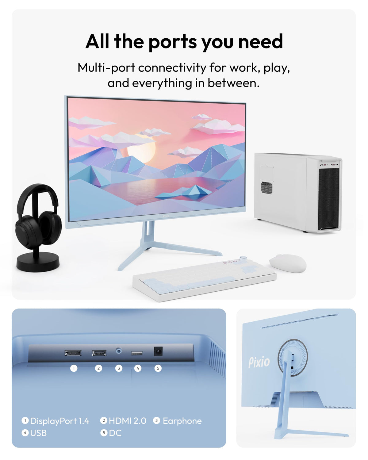 Pixio PX275 Wave Blue 1ms MPRT minimizes motion blur in fast scenes