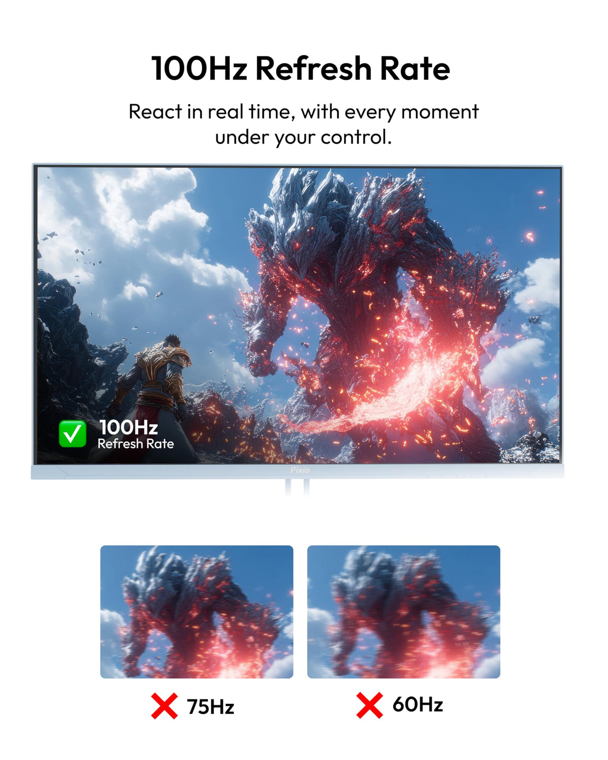 Pixio PX275 Wave Blue Adaptive Sync reduces tearing for fluid gameplay