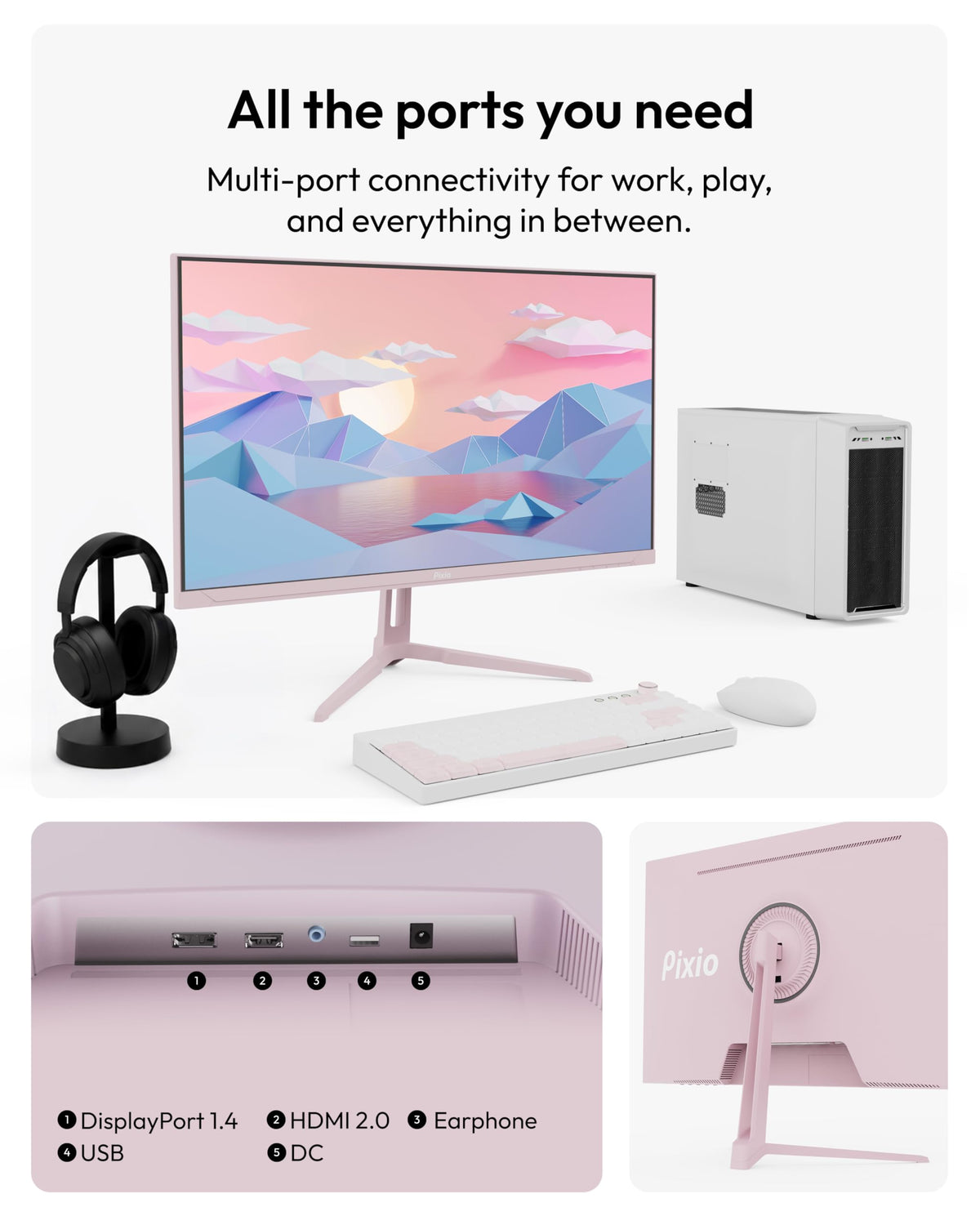 Pixio PX275 Wave Pink 100Hz refresh aids smooth motion and fluid gameplay