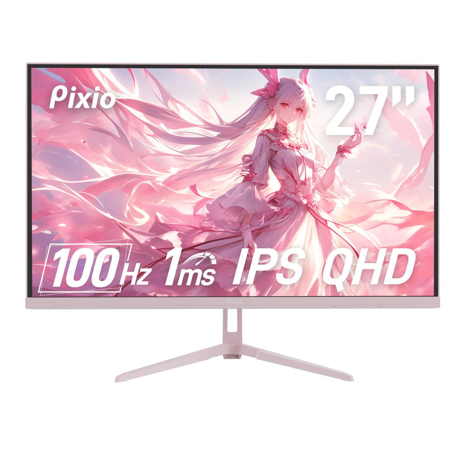 Pixio PX275 Wave Pink front view showing a vibrant 27-inch IPS display for immersive visuals