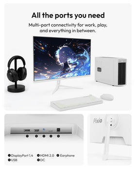 Pixio PX275 Wave White 1ms MPRT minimizes motion blur during fast scenes