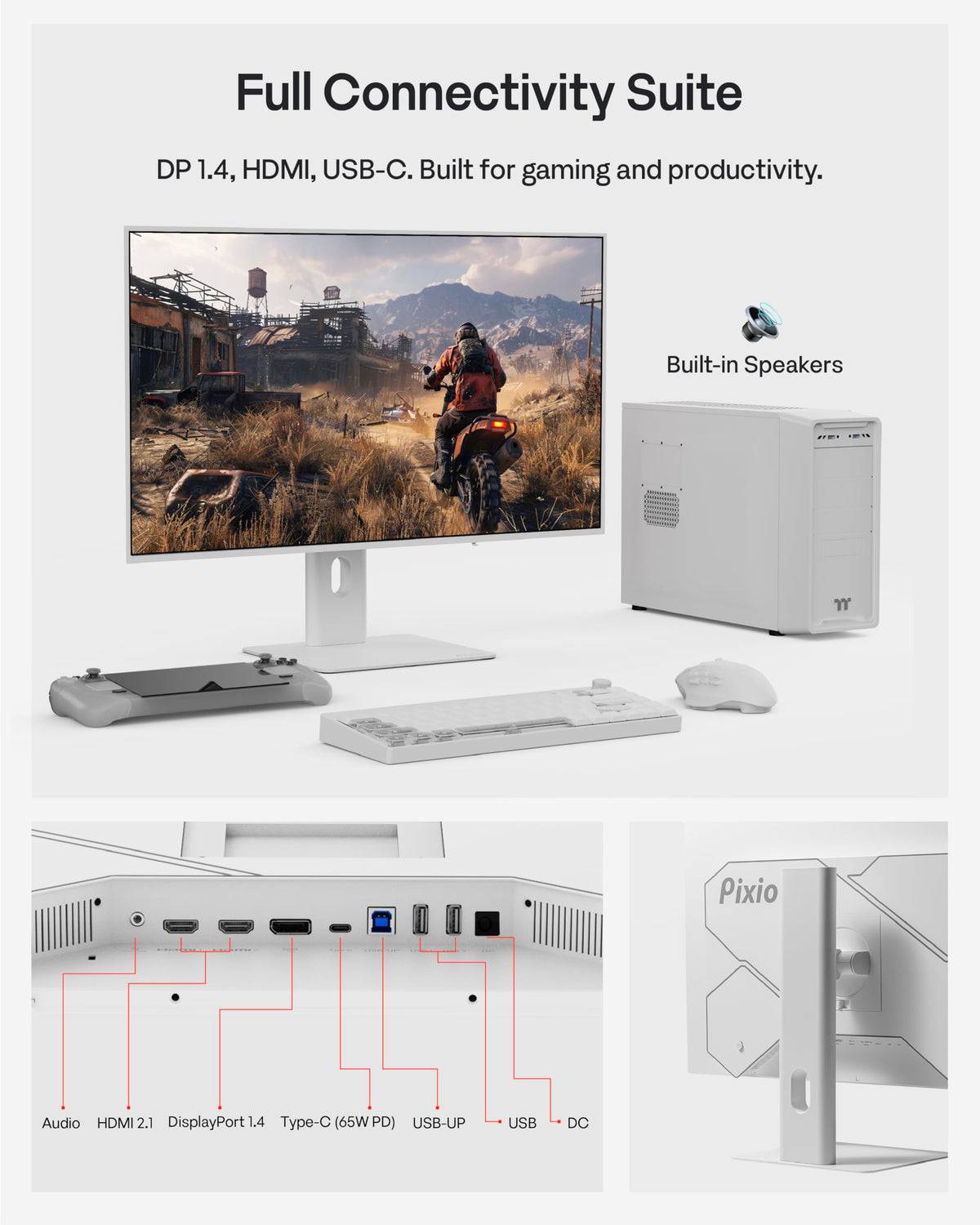 Pixio PX277 OLED Max V2 built-in KVM switch simplifies multi-device control.