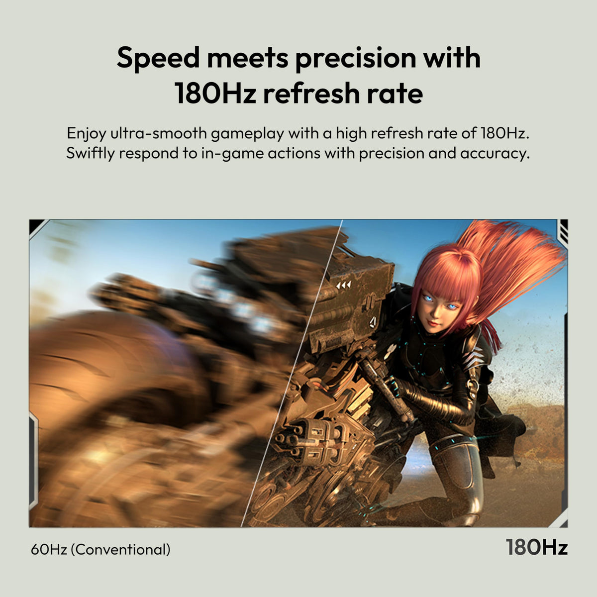 Pixio PX278 Wave 180Hz refresh rate for ultra-smooth action and reduced motion blur.