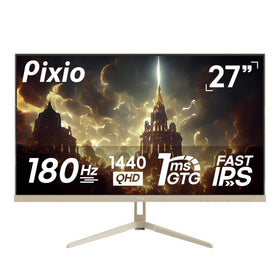 Pixio PX278 Wave Beige front view highlighting 27-inch 1440p clarity for immersive gaming