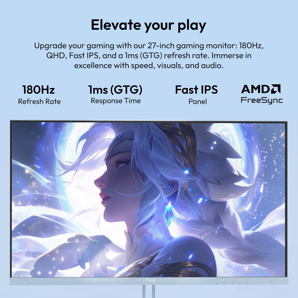 Pixio PX278 Wave Blue shows 180Hz for smooth gameplay