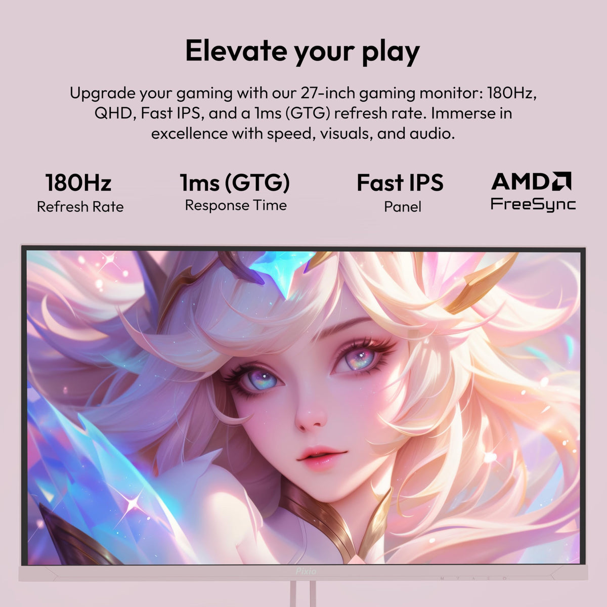 Pixio PX278 Wave Pink demonstrates 180Hz gameplay for smooth action.