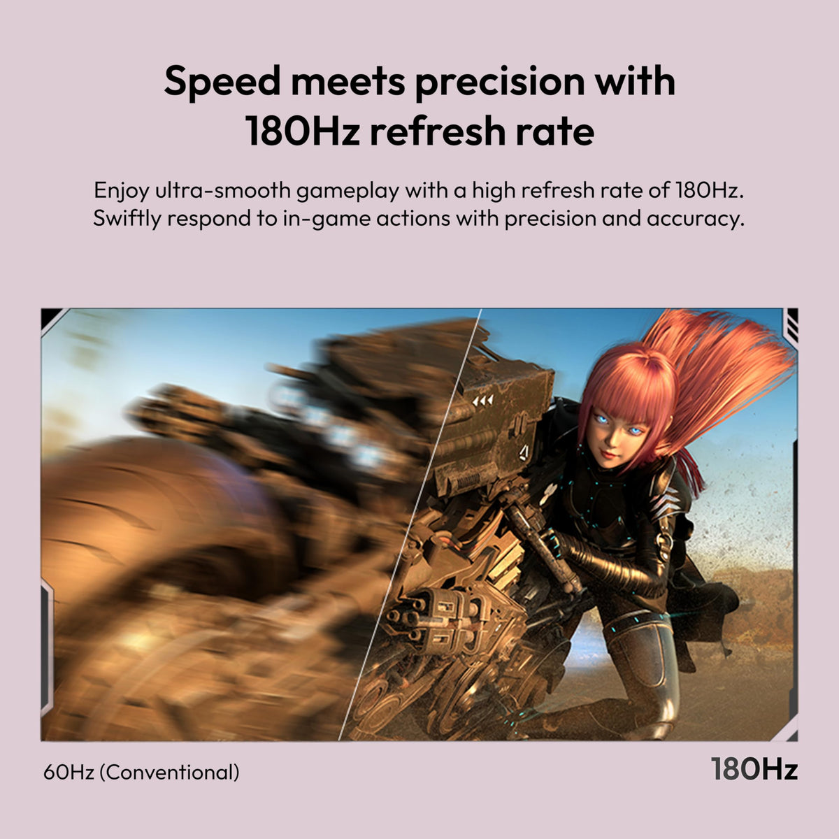 Pixio PX278 Wave Pink shows 1ms GTG response for fast reactions.