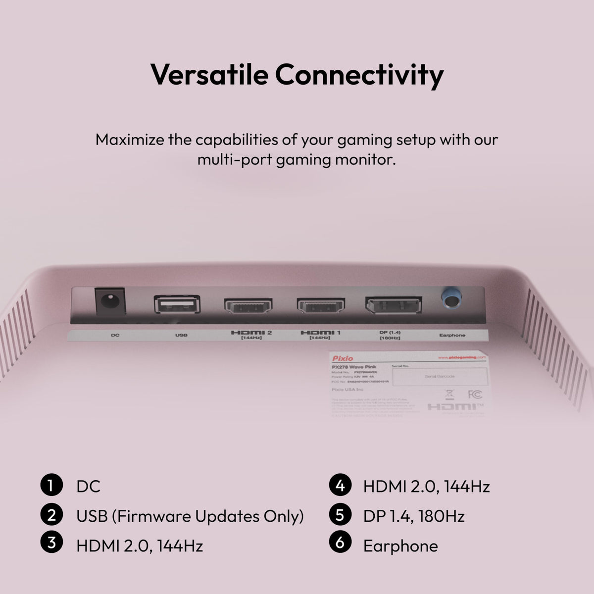 Pixio PX278 Wave Pink with AMD FreeSync for tear-free play.