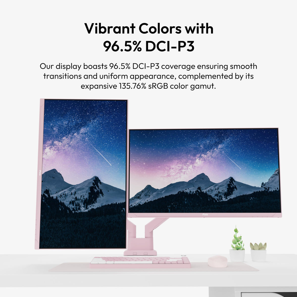 Pixio PX278 Wave Pink stylish pink design enhances any gaming setup.