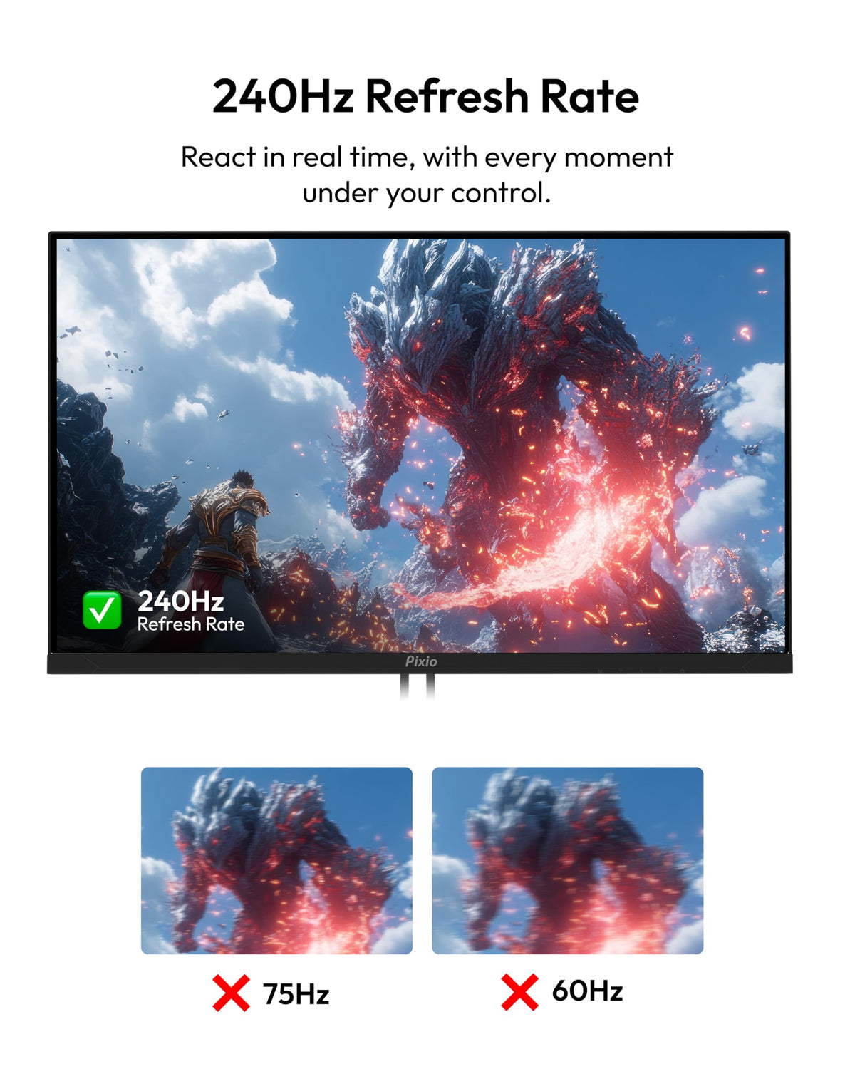Pixio PX279 Wave back ports illustrating versatile connectivity options