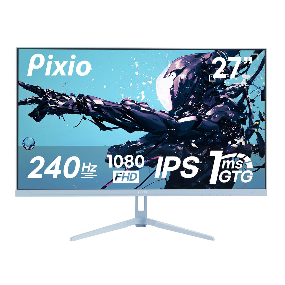 Pixio PX279 Wave Blue front view highlights crisp FHD visuals for fast-paced gaming.