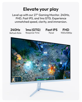 Pixio PX279 Wave Blue side view showcases a slim profile and immersive viewing angles.