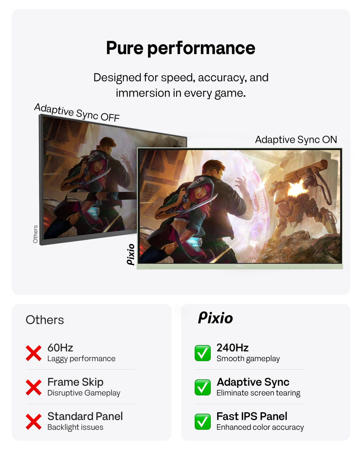 Pixio PX279 Wave Mint Green color accuracy detail supports vivid gaming visuals across scenes