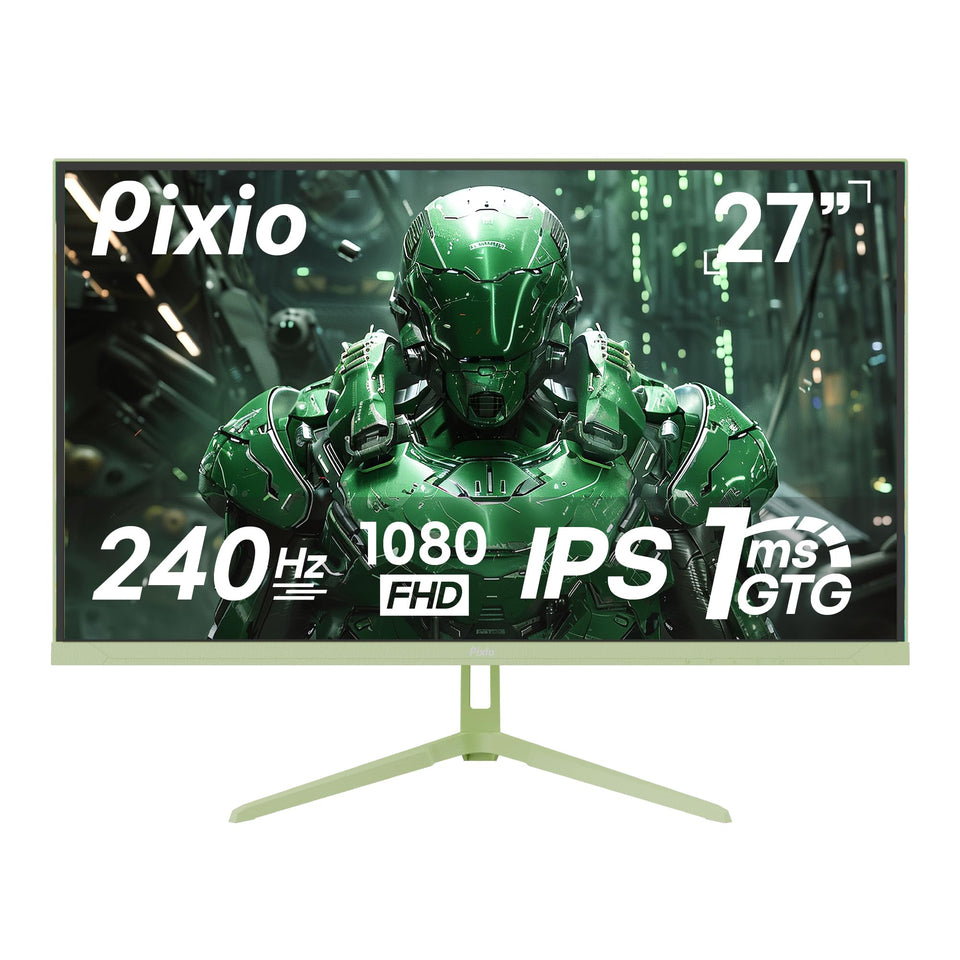 Pixio PX279 Wave Mint Green front view for immersive gaming visuals and bold desk presence