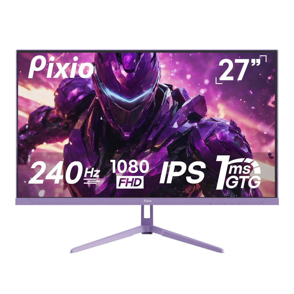 Pixio PX279 Wave Purple front view with vibrant colors for immersive gaming.