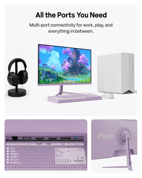 Pixio PX279 Wave Purple in a gaming setup delivering fast action.