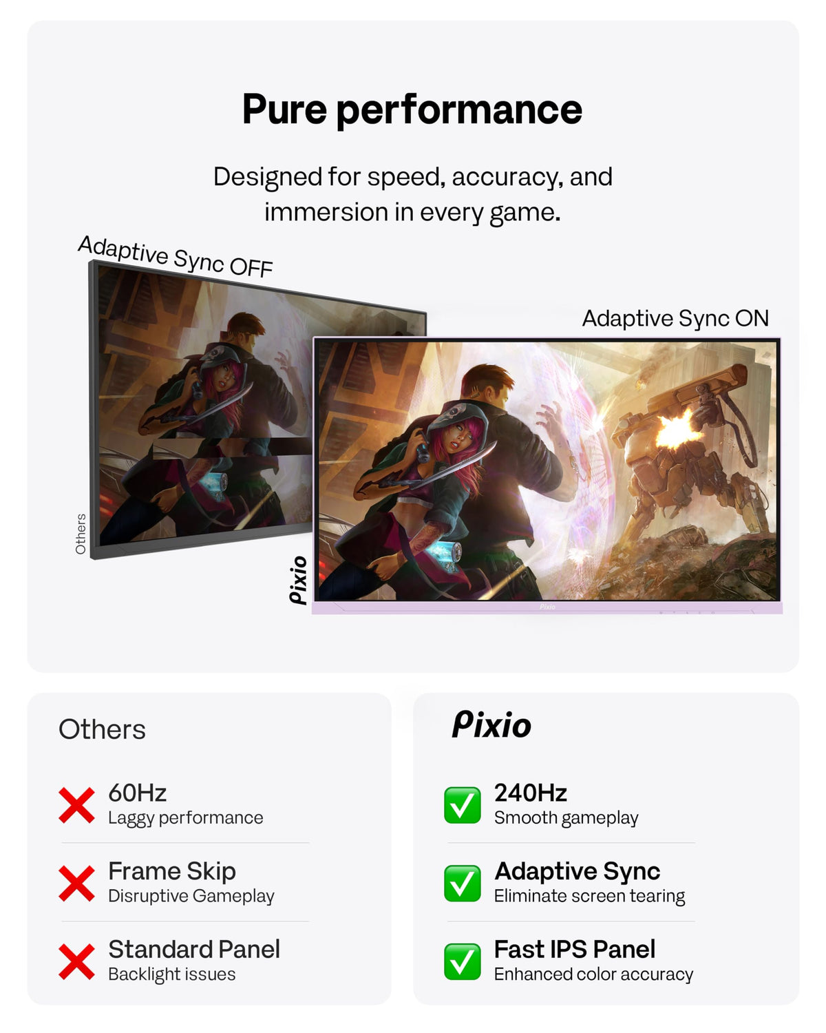 Pixio PX279 Wave Purple on-screen menu for quick display adjustments.