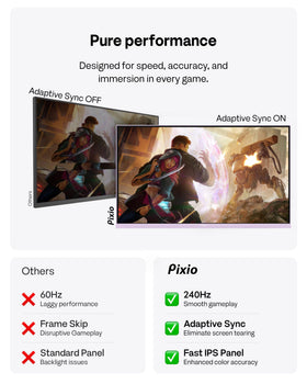 Pixio PX279 Wave Purple on-screen menu for quick display adjustments.