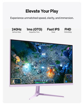 Pixio PX279 Wave Purple side ports enable easy connectivity and cable management.