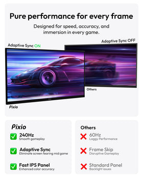 Pixio PX279 Wave stand and base offering sturdy support during play