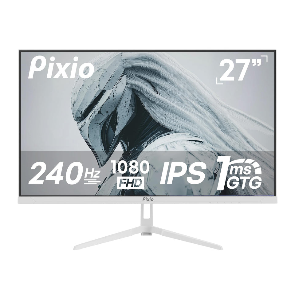 Pixio PX279 Wave White front view showcases vivid, fast IPS display for gaming.