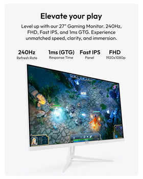 Pixio PX279 Wave White side view highlights slim profile and minimal bezels for immersion.