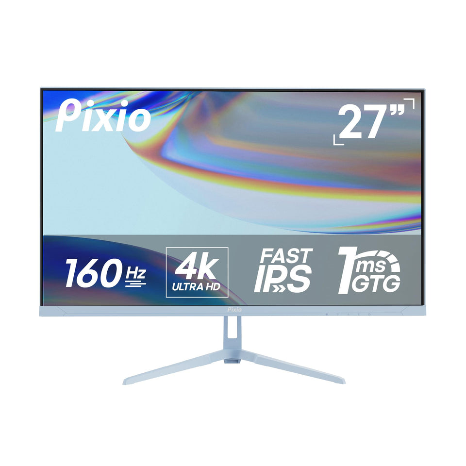 Pixio PX27U Wave Blue 4K 160Hz monitor for crisp, immersive gaming visuals.