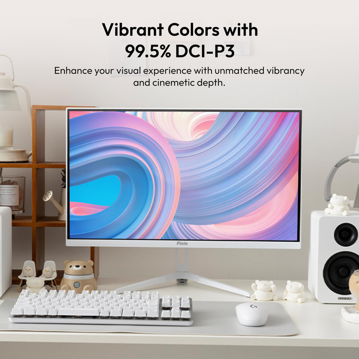 Pixio PX27U Wave White HDMI 2.1 and DP 1.4 support 4K at 160 Hz.