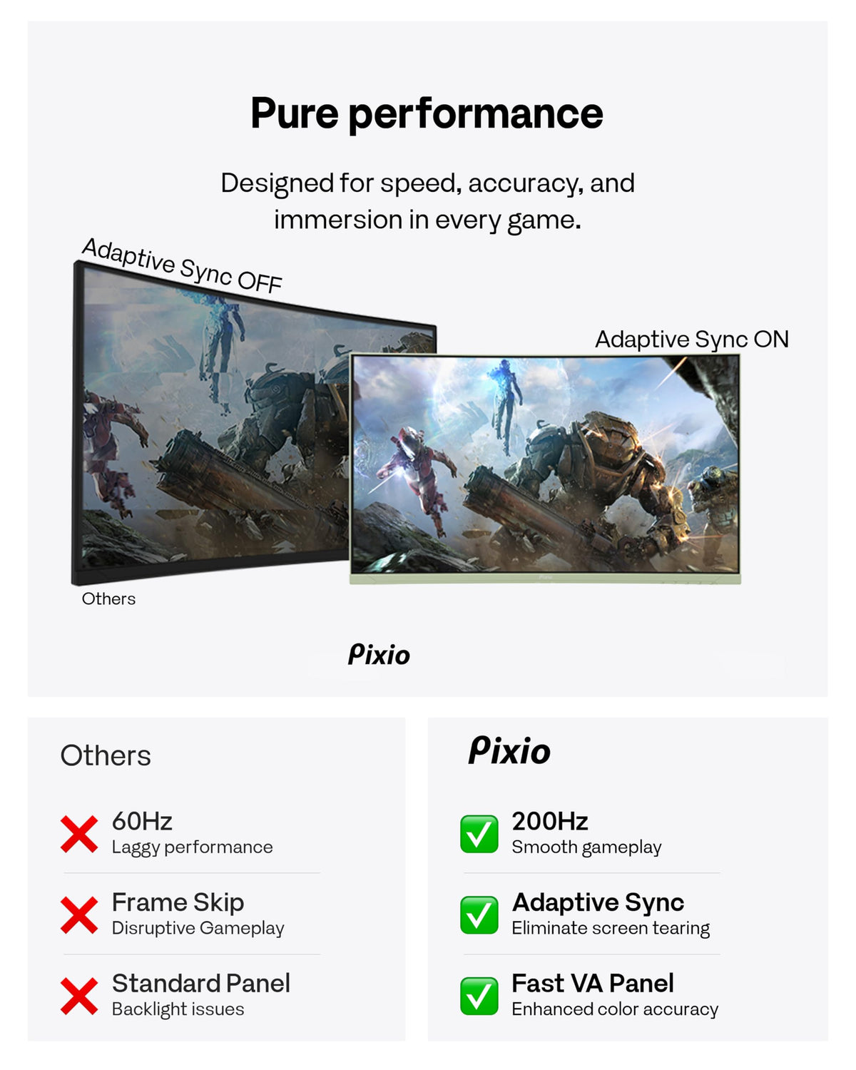 Pixio PXC248 curve side highlights slim profile ideal for compact desktop setups.