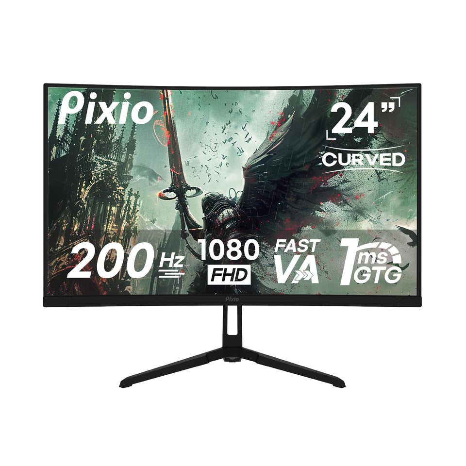 Pixio PXC248 Wave 24-inch curved monitor front view for immersive gaming