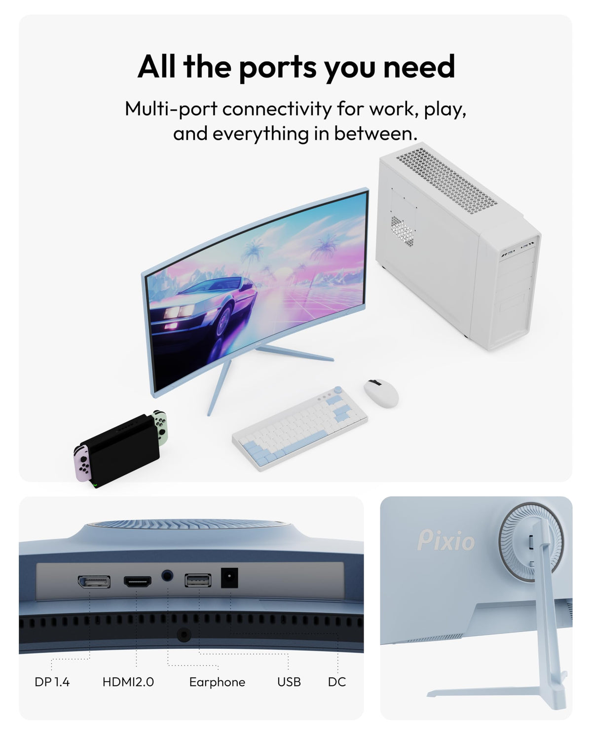 Pixio PXC248 Wave Blue HDR visuals deliver richer colors and brighter scenes.