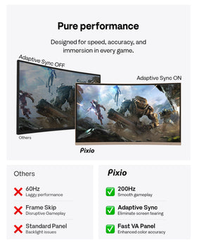 Pixio PXC248 Wave 200Hz refresh delivers ultra-smooth motion for fast-paced shooters.