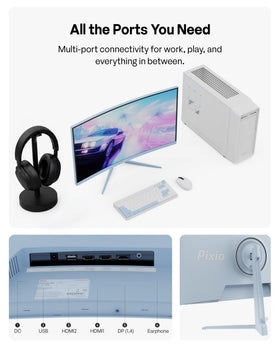 Pixio PXC278 1650R curved 1440p panel delivering sharp, immersive visuals
