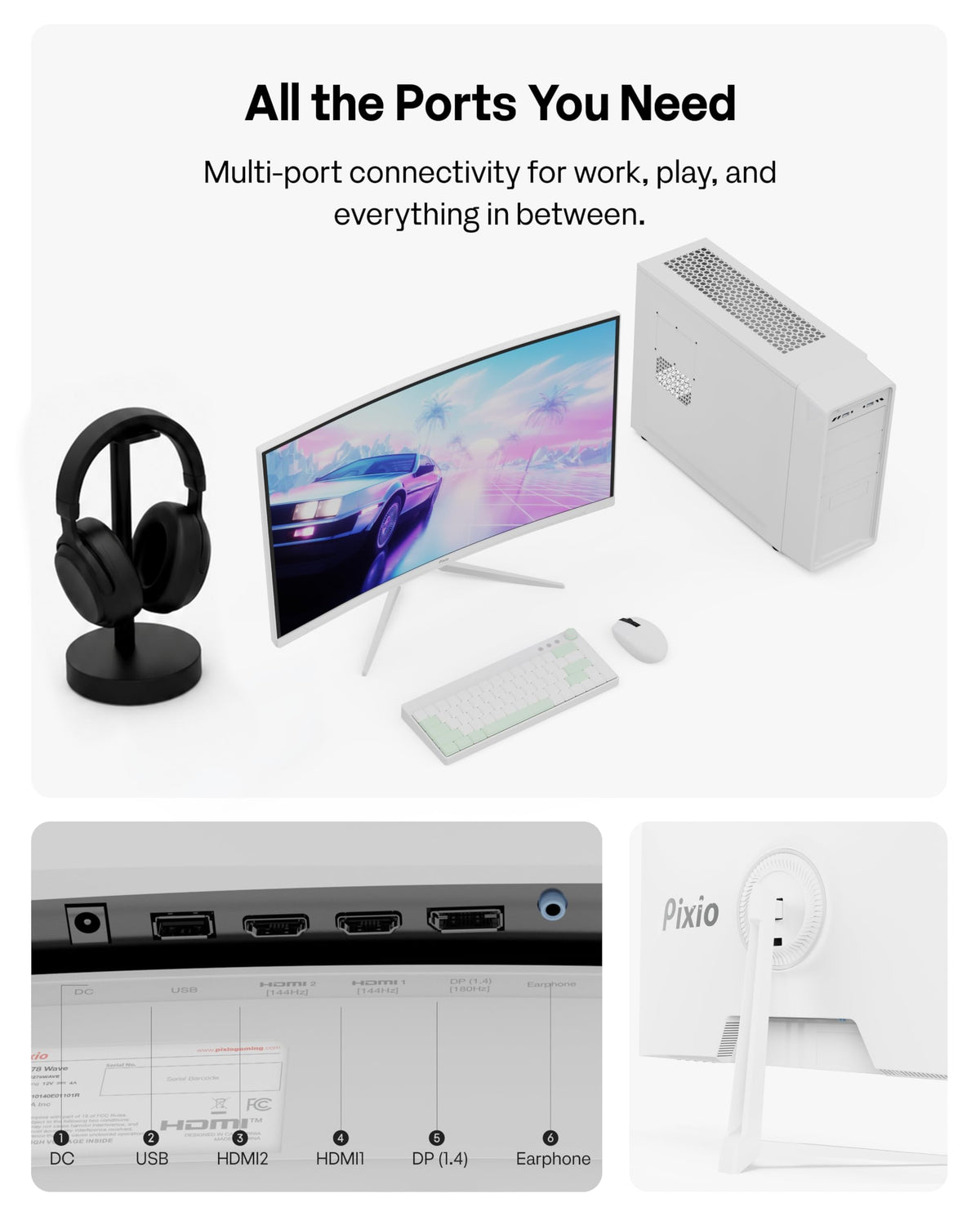 Pixio PXC278 Wave 1440p QHD with high contrast VA panel.