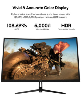 Pixio PXC278 Wave 1650R curved panel enhances immersion during play.