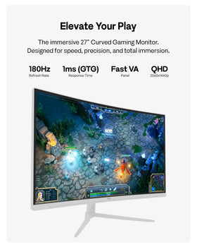 Pixio PXC278 Wave 180Hz refresh rate delivers smooth gameplay in fast titles.