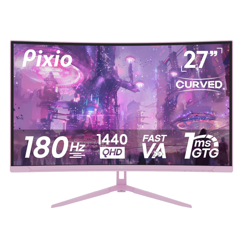 Pixio PXC278 Wave pink curved monitor for immersive gaming and panoramic views