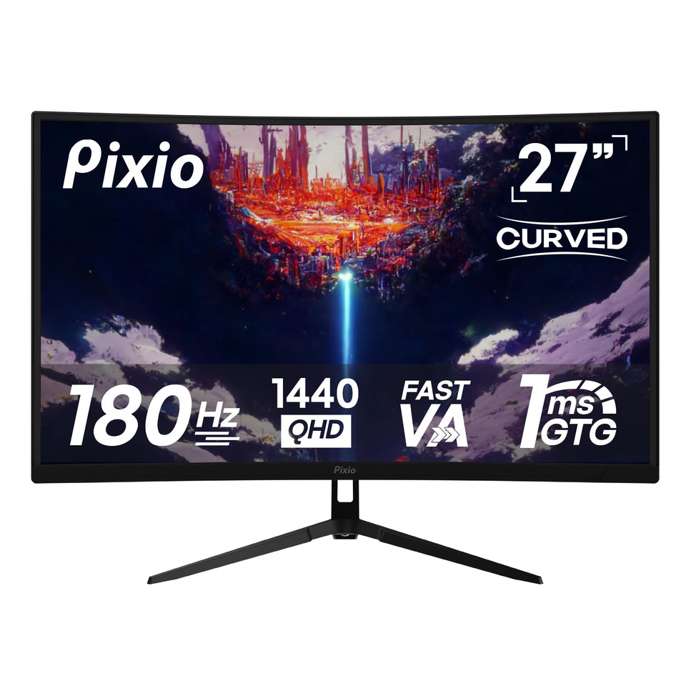 Pixio PXC278 Wave with immersive 1650R curved design for gaming.