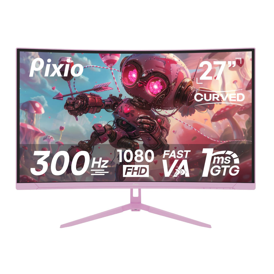 Pixio PXC279 Wave Pink 27-inch curved monitor for immersive gaming.