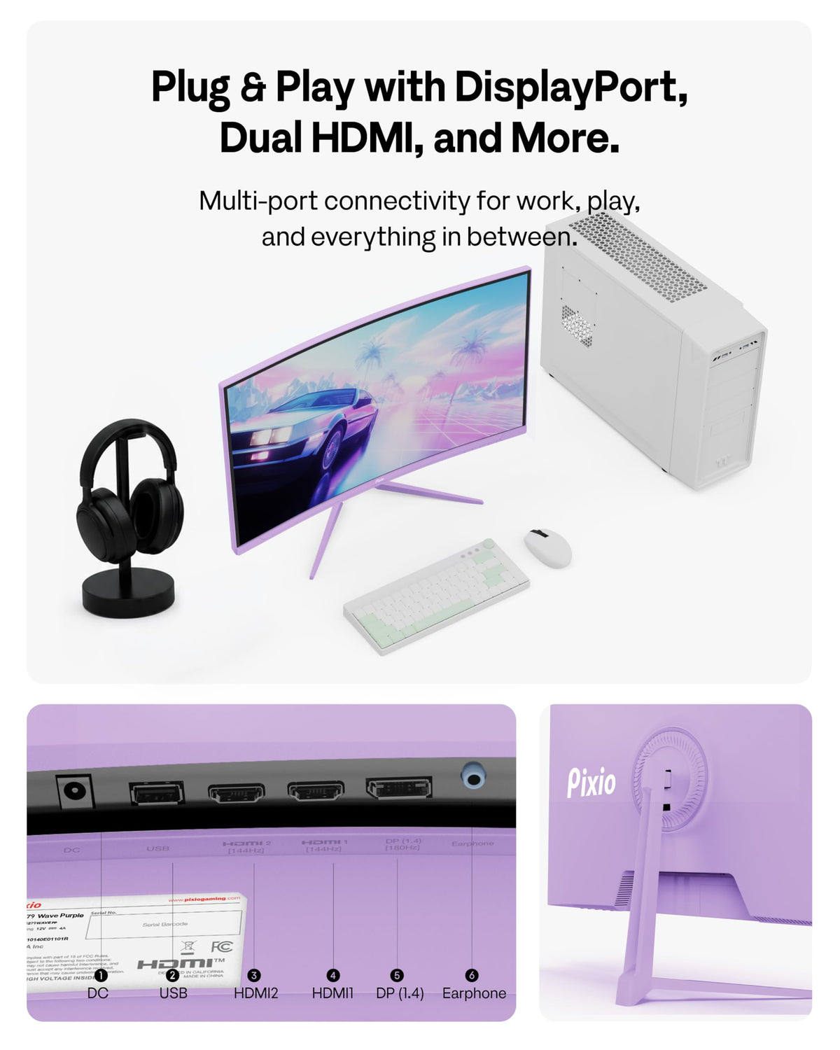 Pixio PXC279 Wave Purple fast VA panel delivers strong contrast