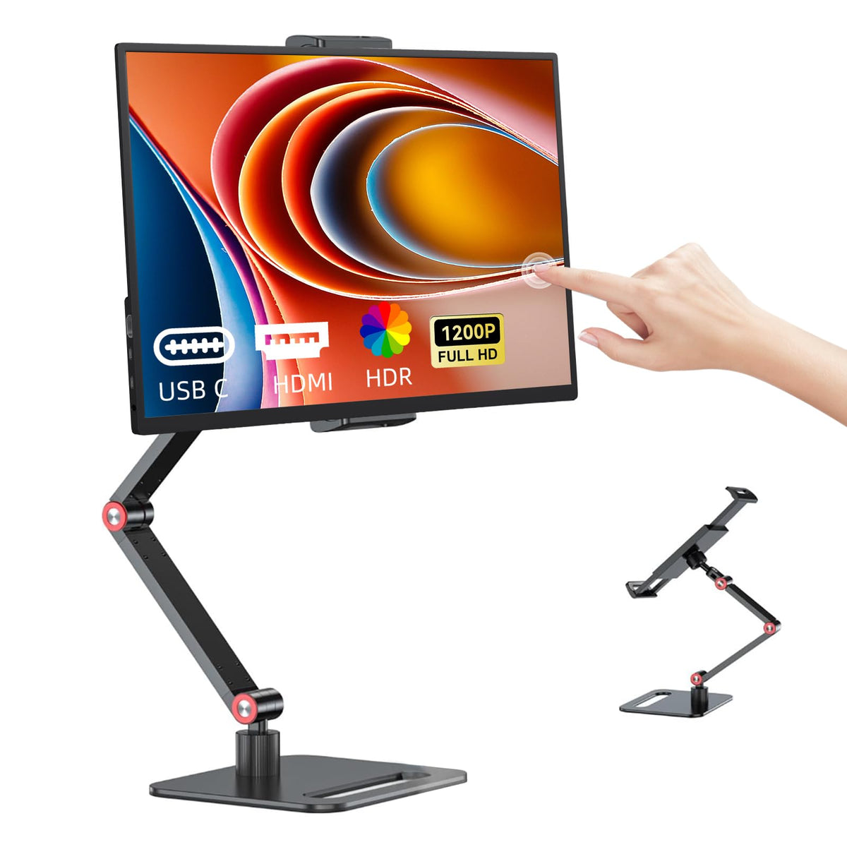 Pixluxe 14-inch touchscreen monitor front view for portable editing and multitasking.