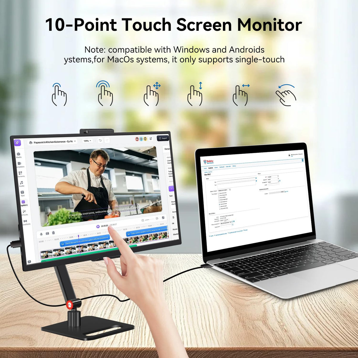 Pixluxe 14-inch monitor with HDMI and USB-C ports for plug-and-play setup.