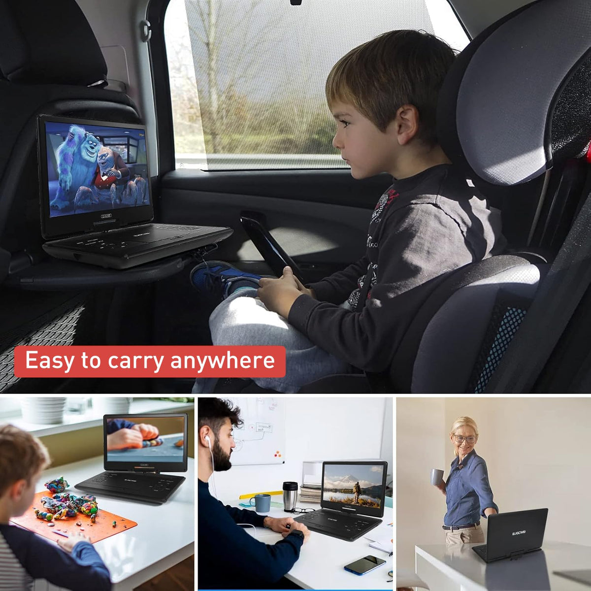 PJGCWB high-capacity battery with 4-6 hours of playback.