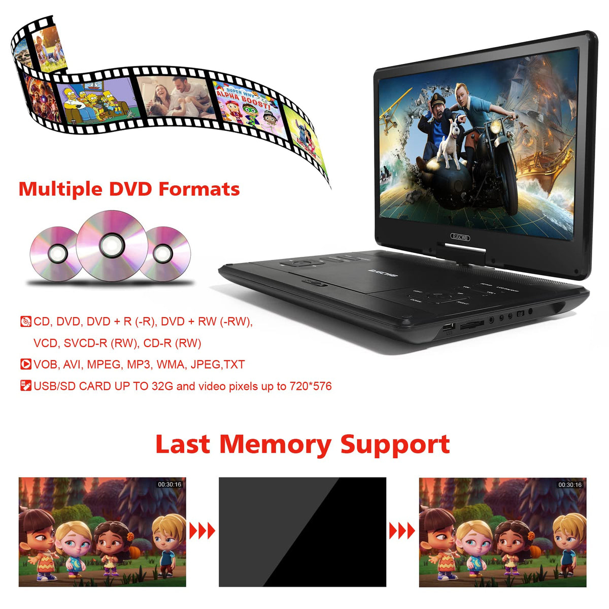 PJGCWB long lasting battery offers 4-6 hours of playback.
