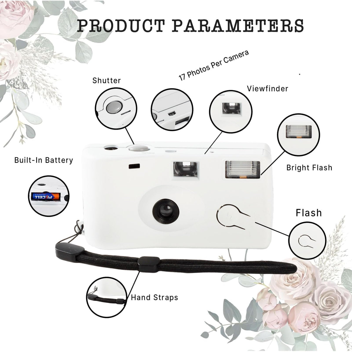 PJPSAA disposable camera with hand strap for easy carrying at celebrations