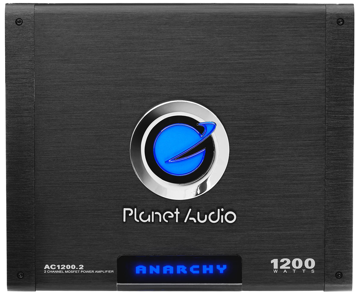 Planet Audio AC1200.2 front panel view showing controls and clean layout for easy tuning