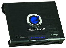 Planet Audio AC1200.2 heat sink close-up showing cooling fins for reliable performance